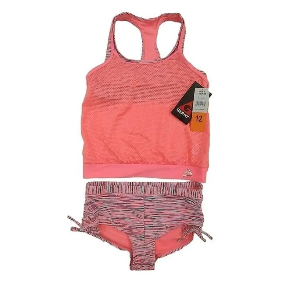 Gerry 2 Piece Swim Set Girls 12 Pink Beach Travel Vacation
